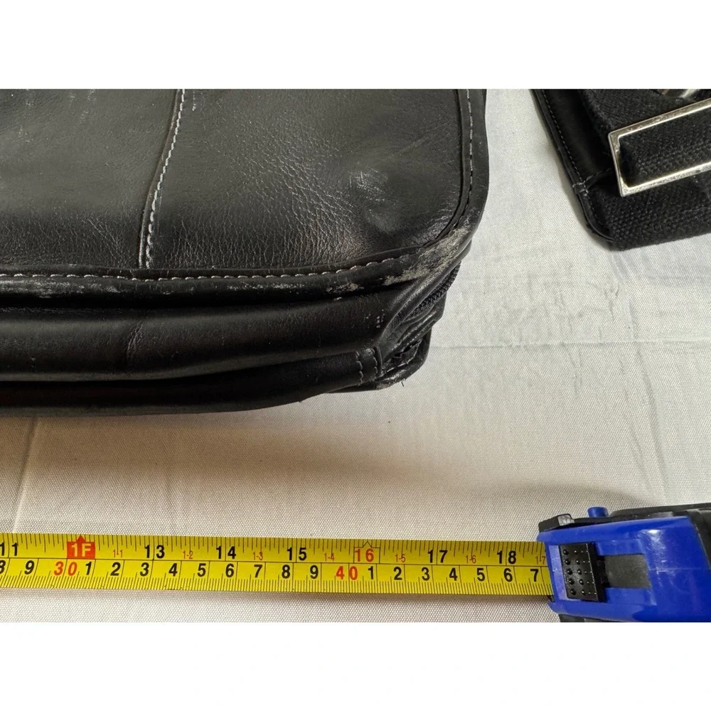Pelle Studio Wilson's Leather Black Briefcase Laptop Bag Messenger Office